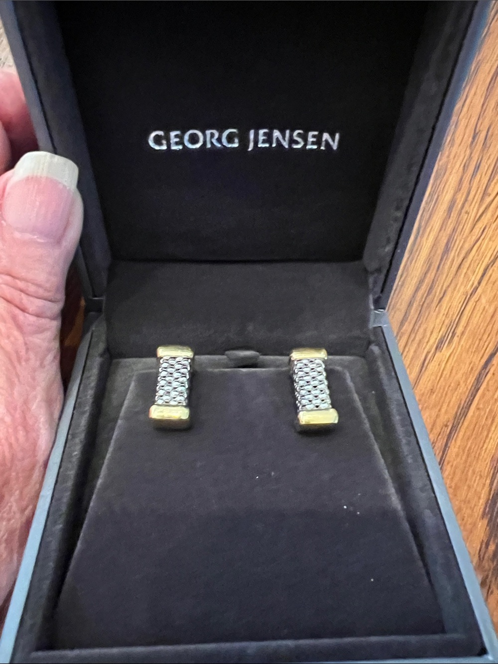 Georg Jensen Sterling Silver and 18k Gold  Pieced Earrings EEEUC